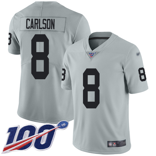 Men Oakland Raiders Limited Silver Daniel Carlson Jersey NFL Football 8 100th Season Inverted Legend Jersey